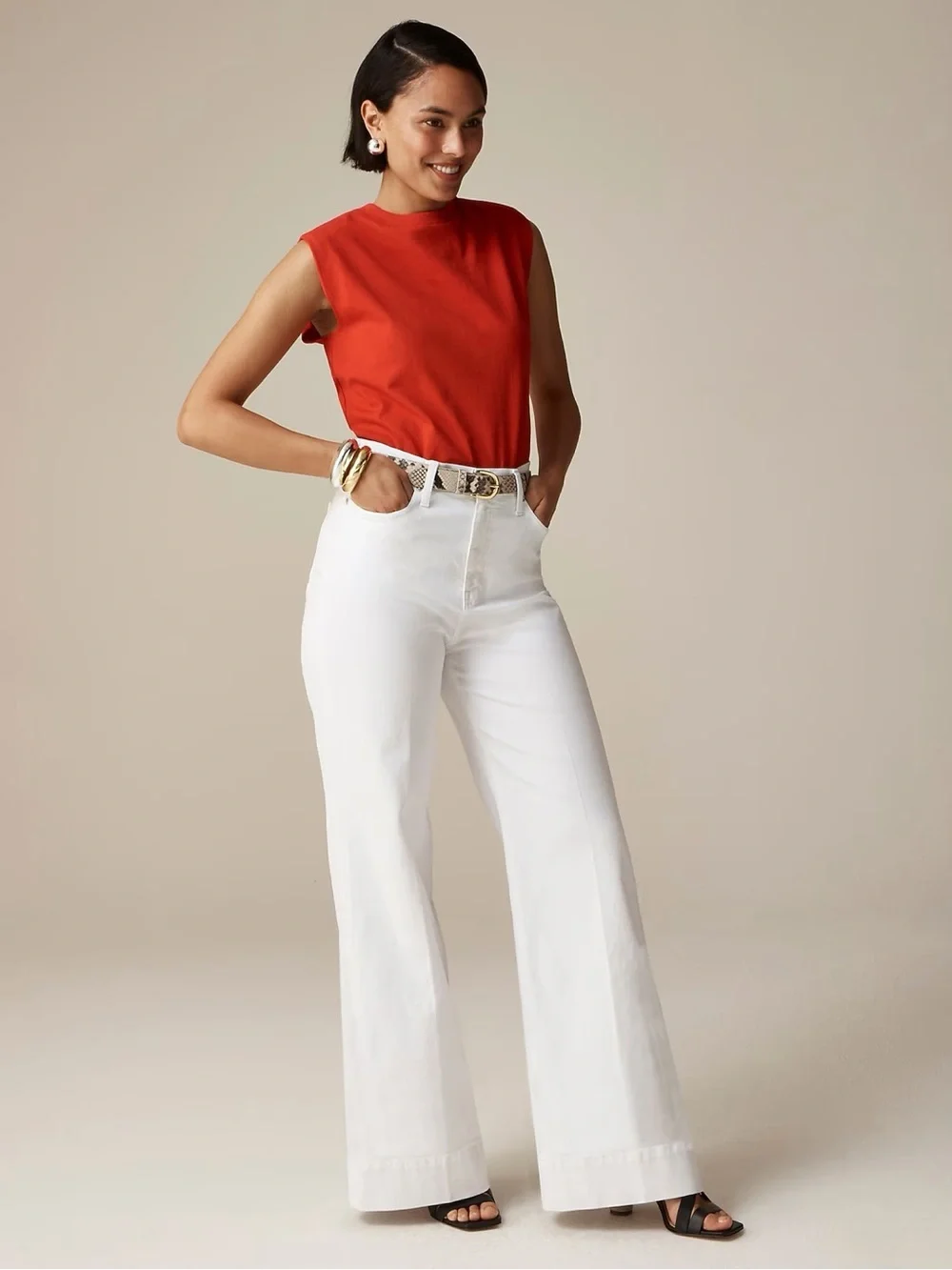 J.Crew Wide-Leg Denim Trouser in White (Style BM338) - Size 32